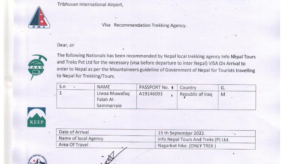 Nepal On arrival Visa Information for Travelers – travel trekking