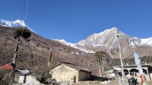 view of Samagaun with Mansalu on Backdrop