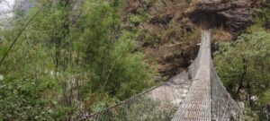 Suspension bridge above budhi gandaki river