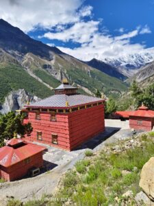 A local architecture, Gompa on the way to Chame for Annapurna circuit trek