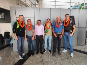 Mr.Rajesh with his guest at airport upon arrival for Himalayan trekking adventure