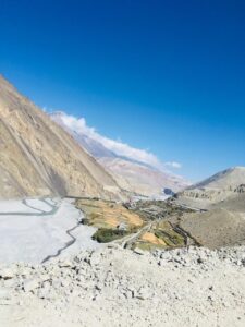 Village in a mountain valley in between Yak Kharka and Phedi 